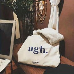 Casual Canvas Tote Bag Letter Print Shoulder Bag