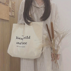 Casual Canvas Tote Bag Letter Print Shoulder Bag