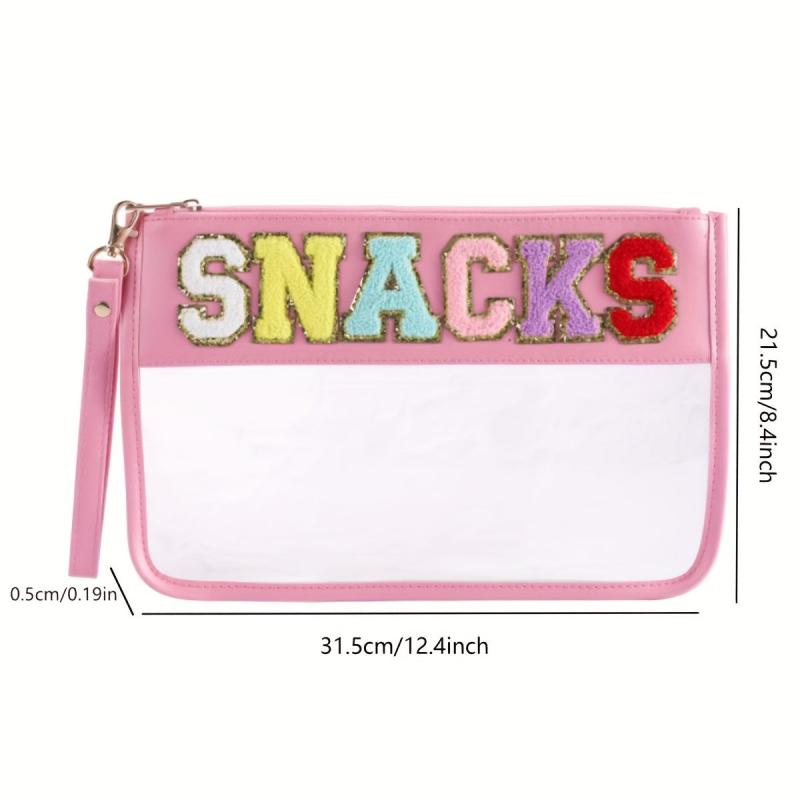Chenille Letter Pattern Makeup Pouch Zipper Cosmetic Bag