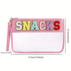 Chenille Letter Pattern Makeup Pouch Zipper Cosmetic Bag