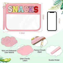 Chenille Letter Pattern Makeup Pouch Zipper Cosmetic Bag