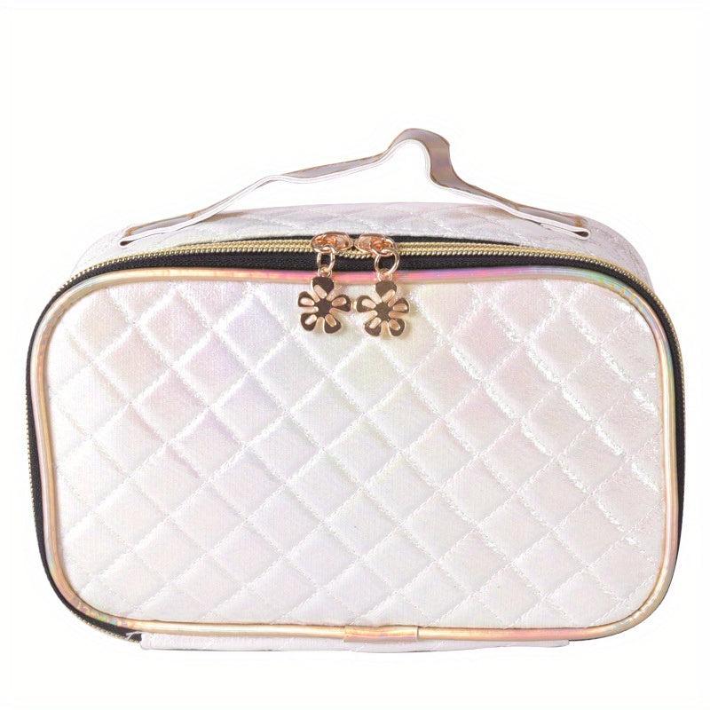 Quilted Cosmetic Bag Large Capacity Zipper Storage Bag