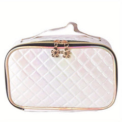 Quilted Cosmetic Bag Large Capacity Zipper Storage Bag