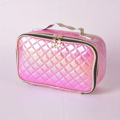 Quilted Cosmetic Bag Large Capacity Zipper Storage Bag