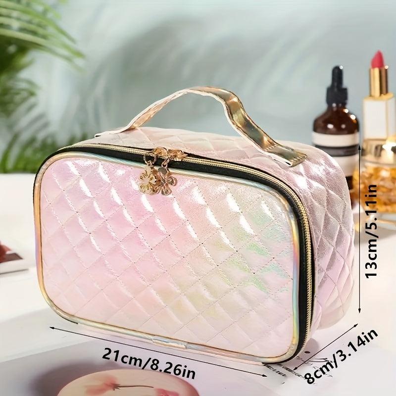 Quilted Cosmetic Bag Large Capacity Zipper Storage Bag