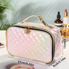 Quilted Cosmetic Bag Large Capacity Zipper Storage Bag