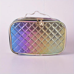 Quilted Cosmetic Bag Large Capacity Zipper Storage Bag