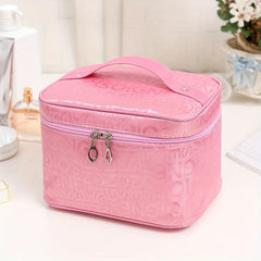 Letter Pattern Makeup Handbag Solid Zipper Organizer Toiletry Bag