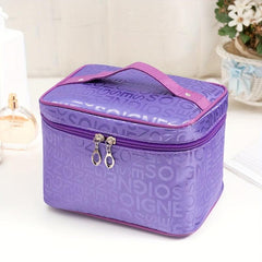 Letter Pattern Makeup Handbag Solid Zipper Organizer Toiletry Bag