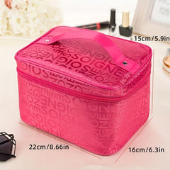 Letter Pattern Makeup Handbag Solid Zipper Organizer Toiletry Bag