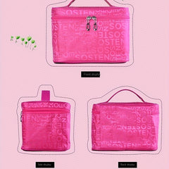 Letter Pattern Makeup Handbag Solid Zipper Organizer Toiletry Bag