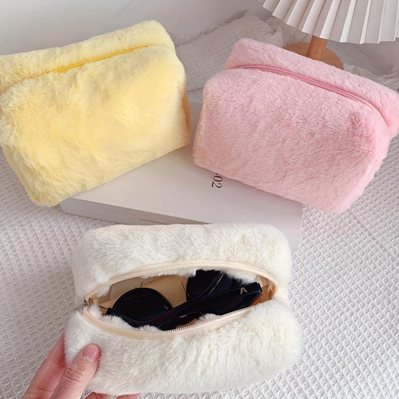 Plush Cosmetics Bag Furry Storage Women's Toiletry Travel Accessory