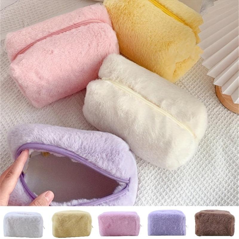 Plush Cosmetics Bag Furry Storage Women's Toiletry Travel Accessory
