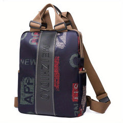 Retro Print Large Capacity Backpack Oxford Cloth Casual Travel Bag