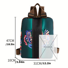 Retro Print Large Capacity Backpack Oxford Cloth Casual Travel Bag