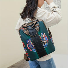 Retro Print Large Capacity Backpack Oxford Cloth Casual Travel Bag