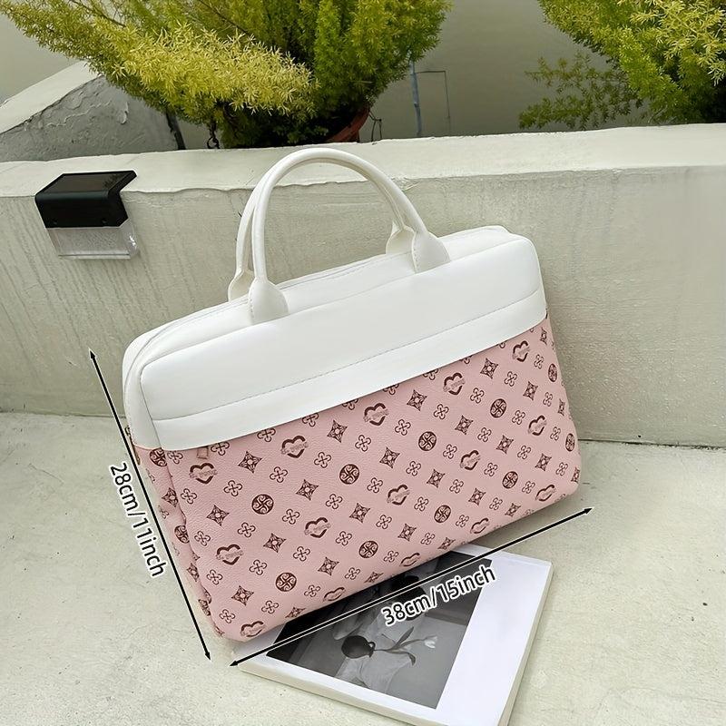 Vintage Floral Laptop Bag Stylish Business Briefcase