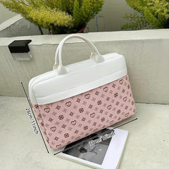 Vintage Floral Laptop Bag Stylish Business Briefcase