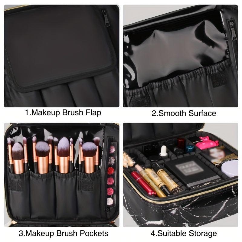 Marble Pattern Cosmetic Bag Zipper Lightweight Makeup Organizer