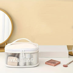 Transparent Waterproof Cosmetic Bag Plastic Handheld Makeup Storage Organizer