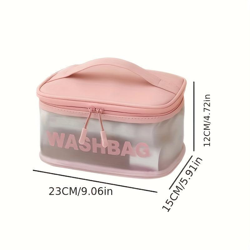 Transparent Waterproof Cosmetic Bag Plastic Handheld Makeup Storage Organizer