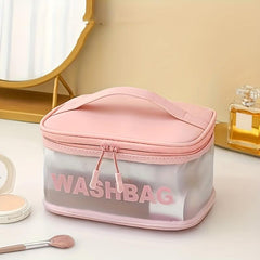Transparent Waterproof Cosmetic Bag Plastic Handheld Makeup Storage Organizer