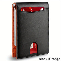 RFID Blocking Slim Leather Men's Thin Wallet Card Holder
