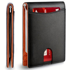 RFID Blocking Slim Leather Men's Thin Wallet Card Holder