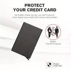 RFID Blocking Pop Up Card Holder Wallet Slim Business Credit Card Case