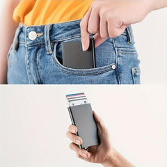 RFID Blocking Pop Up Card Holder Wallet Slim Business Credit Card Case
