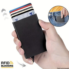 RFID Blocking Pop Up Card Holder Wallet Slim Business Credit Card Case