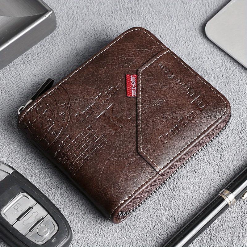 Men's Business PU Leather Wallet with Letter Embossing