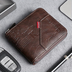 Men's Business PU Leather Wallet with Letter Embossing