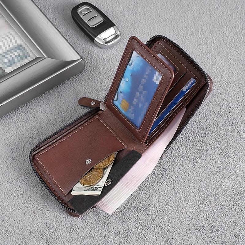 Men's Business PU Leather Wallet with Letter Embossing