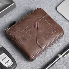 Men's Business PU Leather Wallet with Letter Embossing