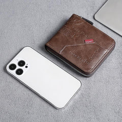 Men's Business PU Leather Wallet with Letter Embossing