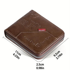 Men's Business PU Leather Wallet with Letter Embossing