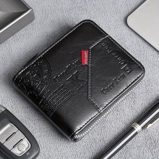 Men's Business PU Leather Wallet with Letter Embossing