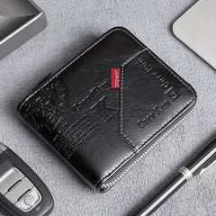 Men's Business PU Leather Wallet with Letter Embossing