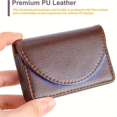 Leather Business Card Holder Magnetic Shut Holds 25 Cards