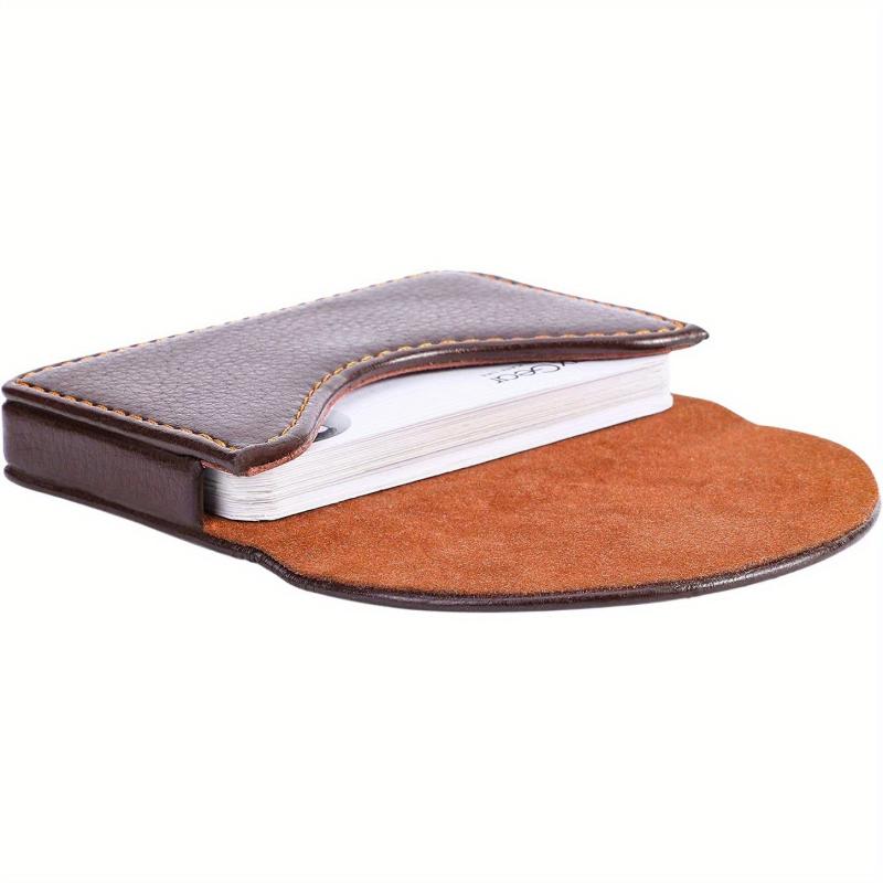 Leather Business Card Holder Magnetic Shut Holds 25 Cards