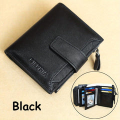 Men's Vintage RFID Leather Wallet Zipper Coin Billfold