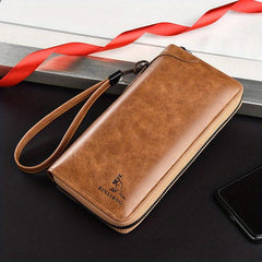 Men's Long Zipper Wallet RFID Blocking Business Clutch Bag