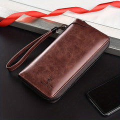 Men's Long Zipper Wallet RFID Blocking Business Clutch Bag