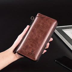 Men's Long Zipper Wallet RFID Blocking Business Clutch Bag