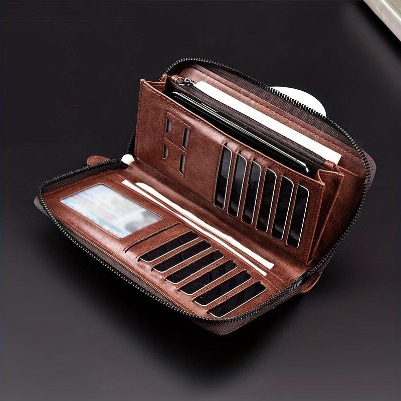 Men's Long Zipper Wallet RFID Blocking Business Clutch Bag