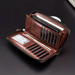 Men's Long Zipper Wallet RFID Blocking Business Clutch Bag