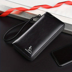Men's Long Zipper Wallet RFID Blocking Business Clutch Bag