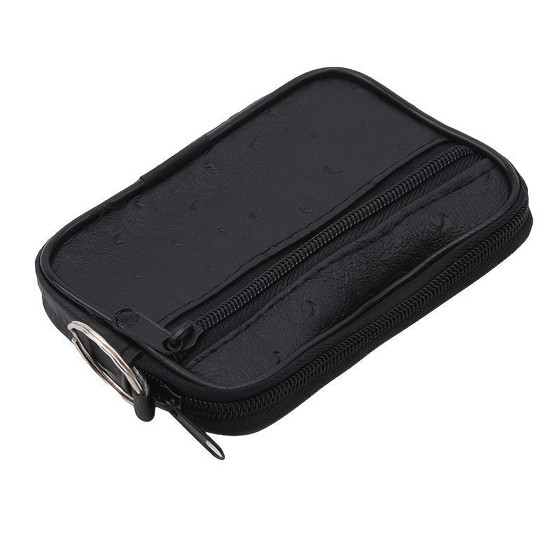 Men's Mini Business Leather Coin Purse Zipper Card Holder