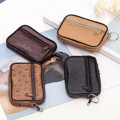 Men's Mini Business Leather Coin Purse Zipper Card Holder